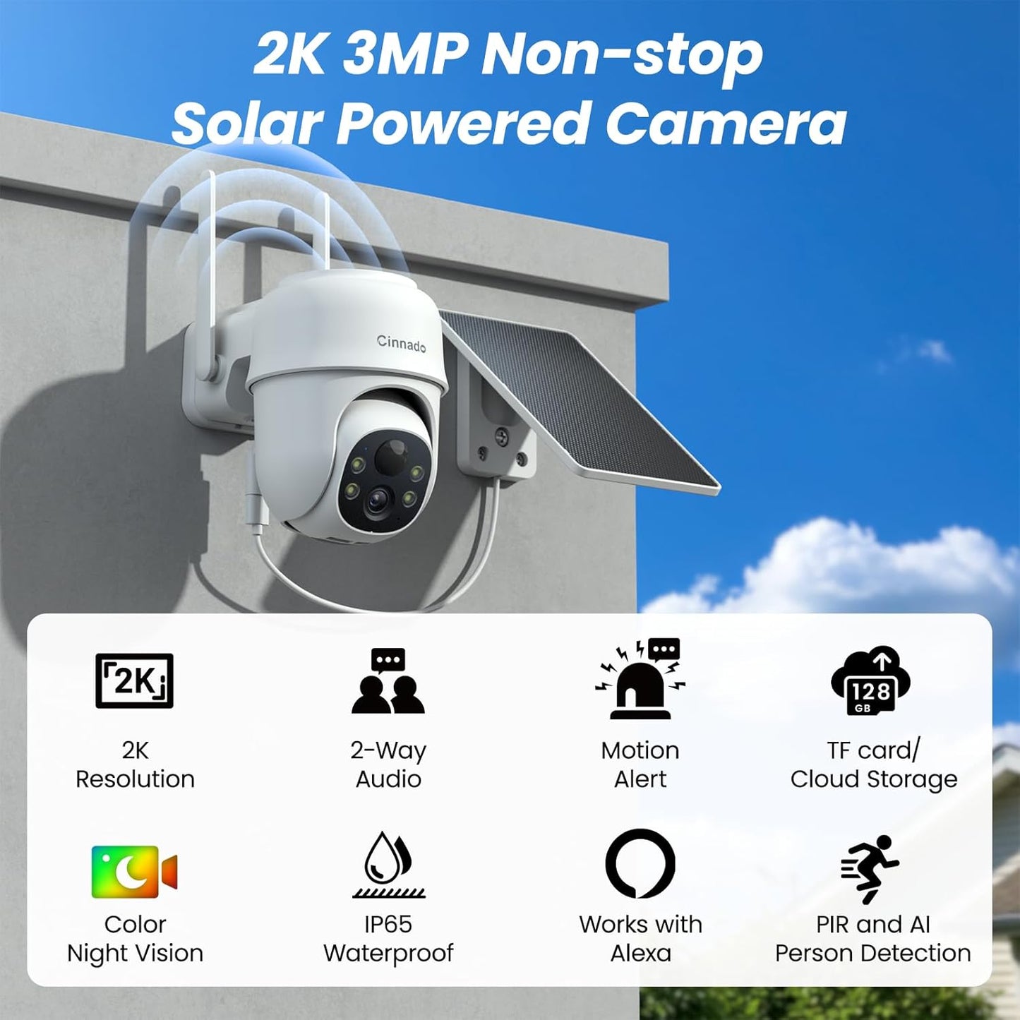 Solar powered security cameras (2 Pack)