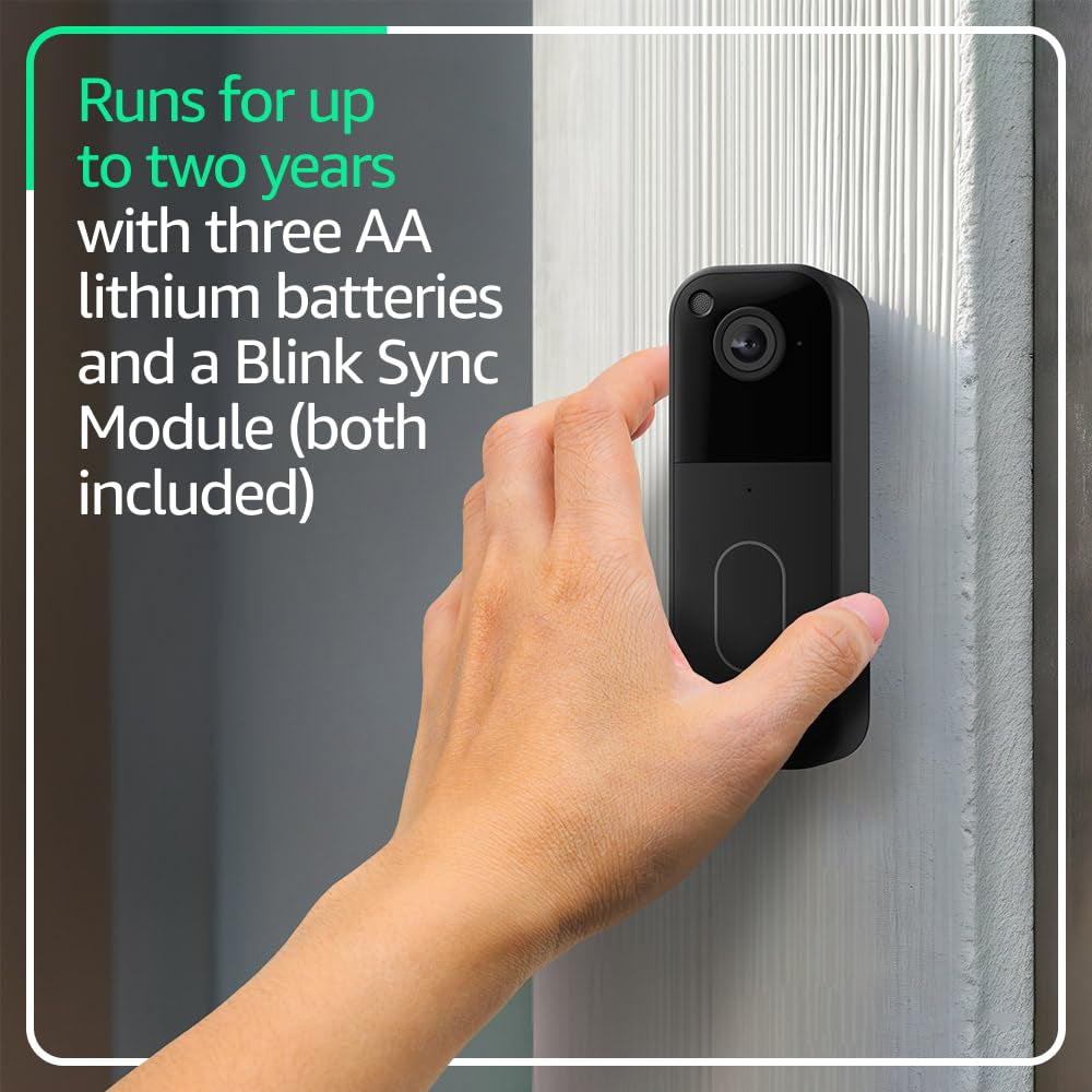 Video Doorbell (Newest Model) – Head-To-Toe HD View, Two-Year Battery Life, and Simple Setup. Sync Module Core Included – System (Black)