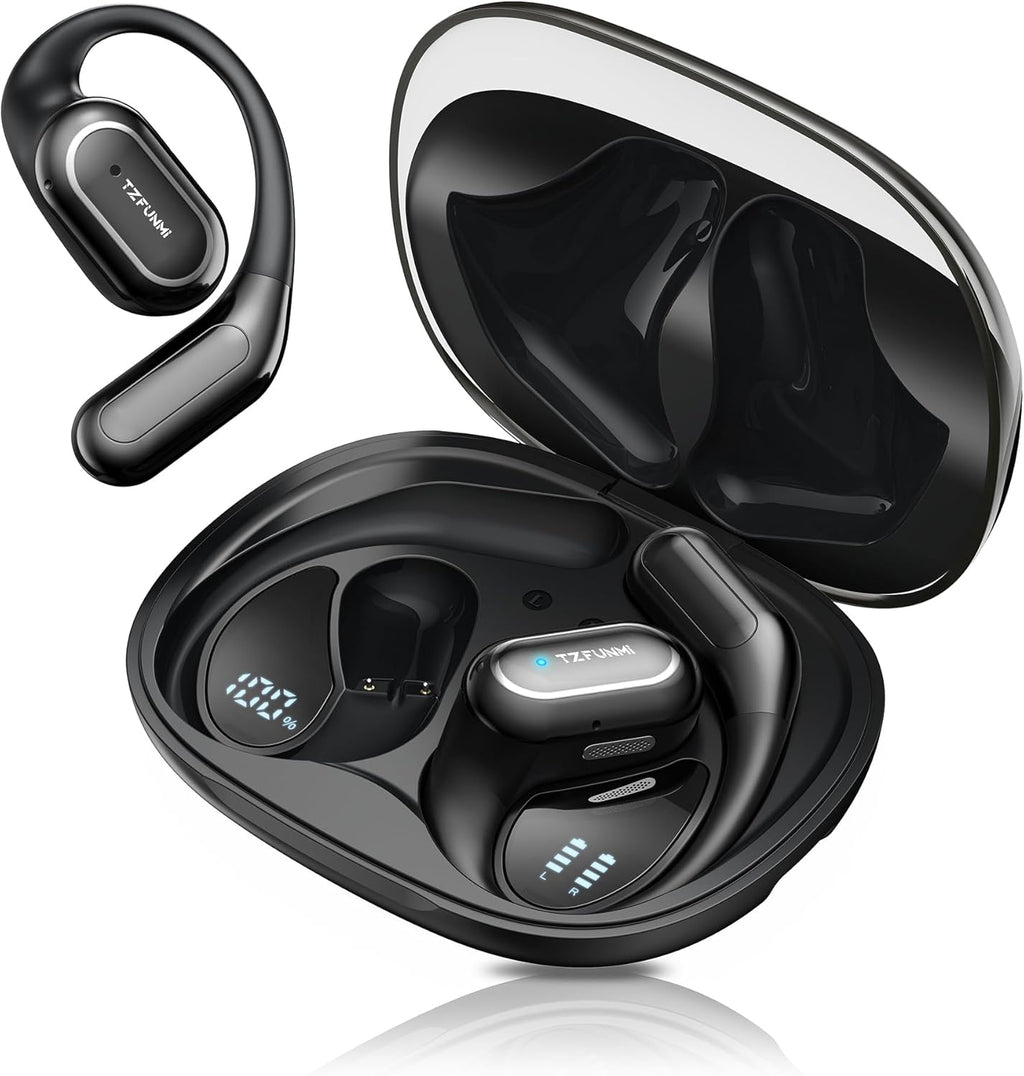 Open-Ear Bluetooth Wireless Earbuds: Wireless Headphones for Runners & Cyclists - IPX7 Waterproof - 5.4 Bluetooth Ear Buds with LED Digital Display for Sport, Gym, Workout