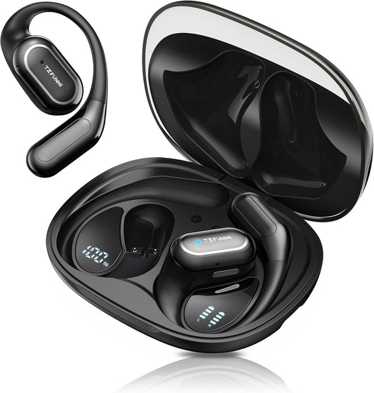Open-Ear Bluetooth Wireless Earbuds: Wireless Headphones for Runners & Cyclists - IPX7 Waterproof - 5.4 Bluetooth Ear Buds with LED Digital Display for Sport, Gym, Workout