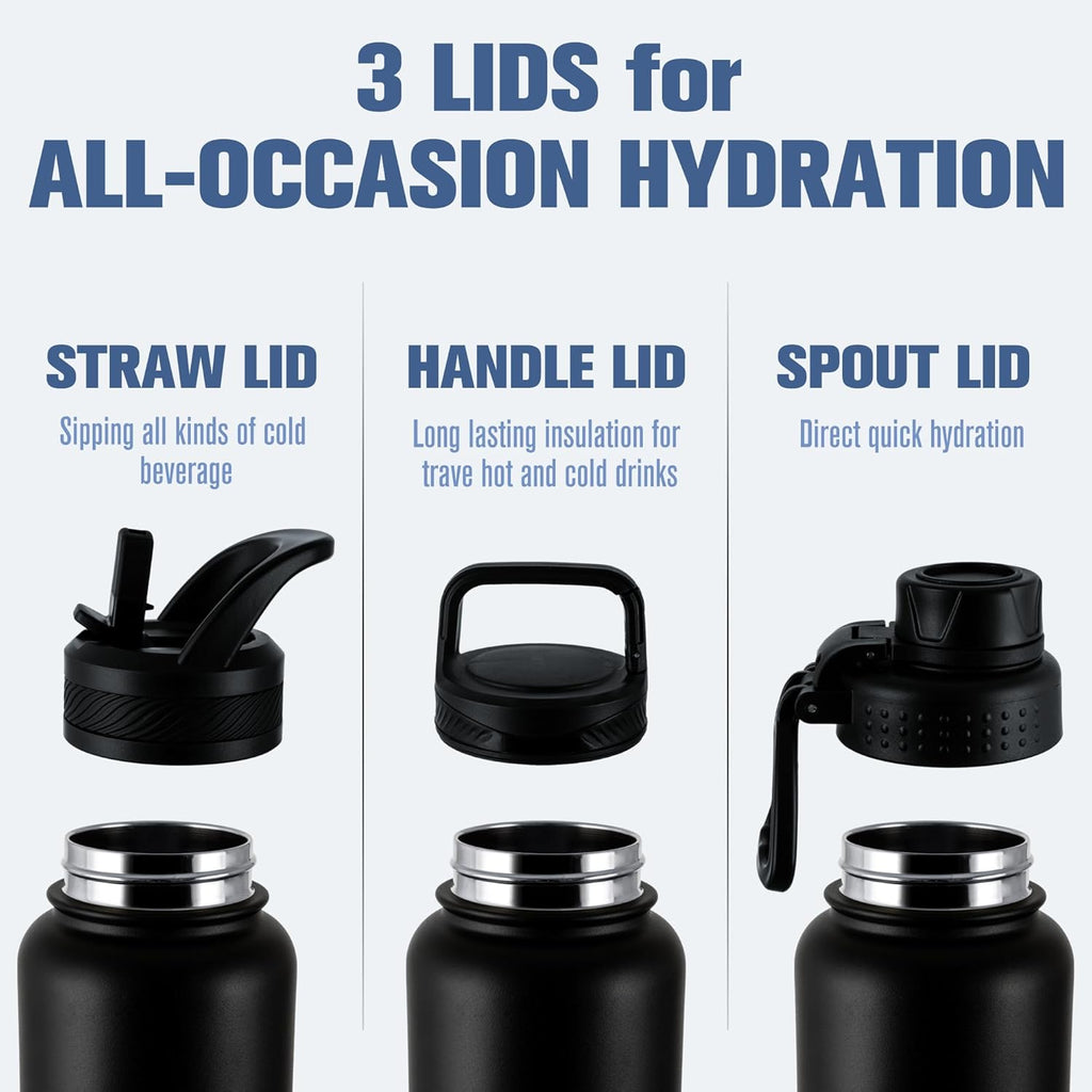 32 Oz Insulated Water Bottle with Straw (Sky blue)