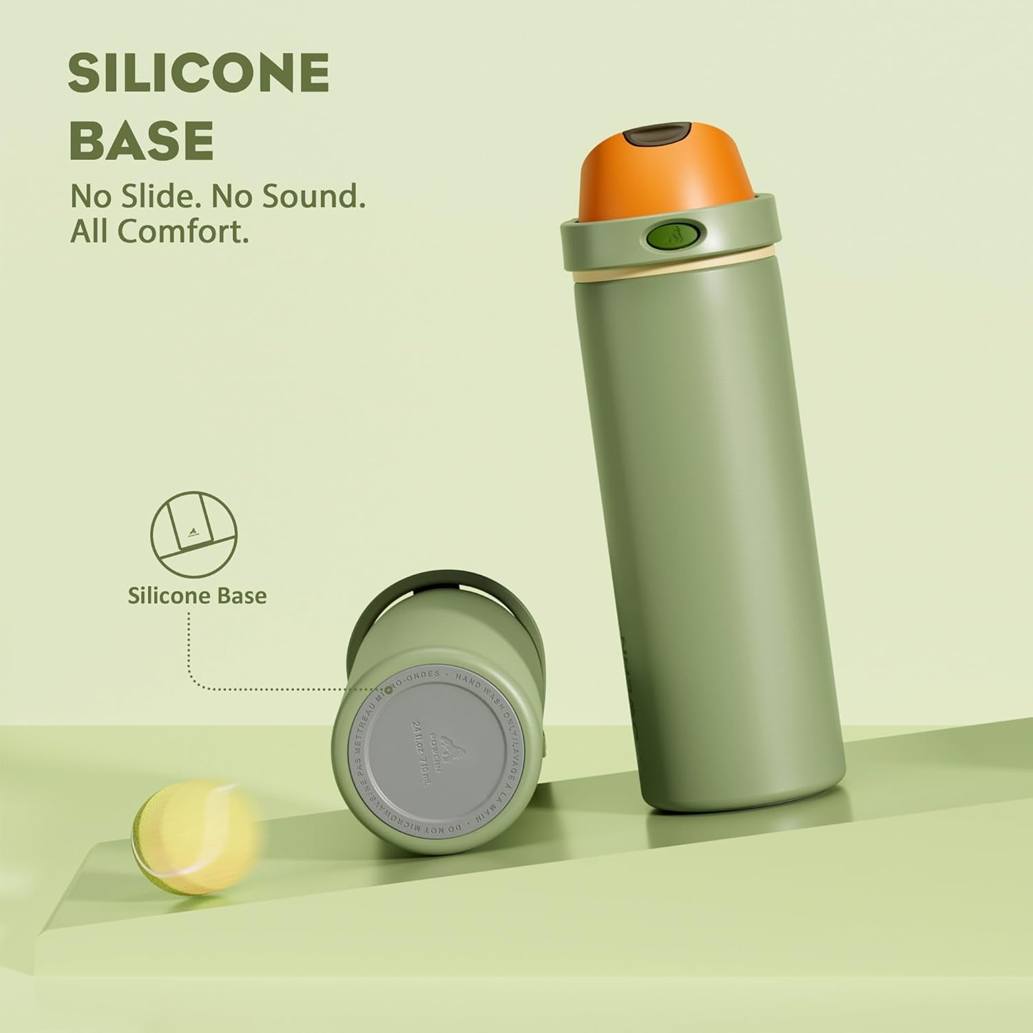 24 Oz Metal Sports Water Bottle: 2-In-1 Push-Button Spout & Quick-Flip Straw, Leakproof, Cold 24 Hrs, Fits Car Cup Holder, Insulated Bottle for Hiking, Camping, School, Travel Gift (Olive Cool)